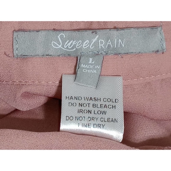 𝅺SWEET Rain Work BLOUSE Antique Rose Pink Navy Cream Top - Picture 6 of 8